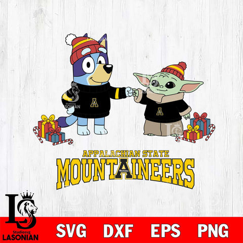 Appalachian State Mountaineers Bluey With Yoda Christmas File Cut, NCAA SVG DXF EPS PNG FILE, Digital Download,Instant Download, Silhouette