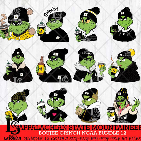 Appalachian State Mountaineers Boujee Grinch NCAA Bundle 12 SVG Eps Dxf Png File, Digital Download, Instant Download