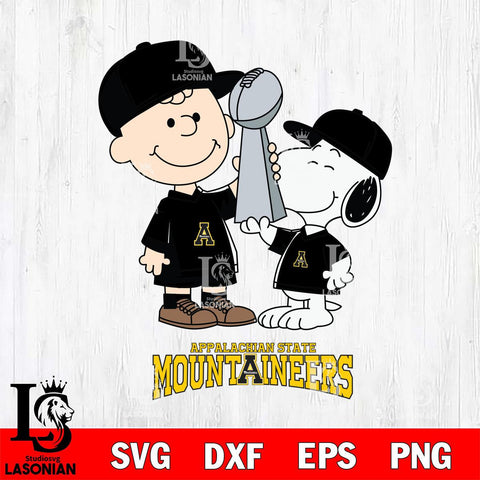 Appalachian State Mountaineers Charlie Brown and Snoopy Champions Svg Eps Dxf Png File, NCAA svg , Digital Download , Instant Download, Cricut File