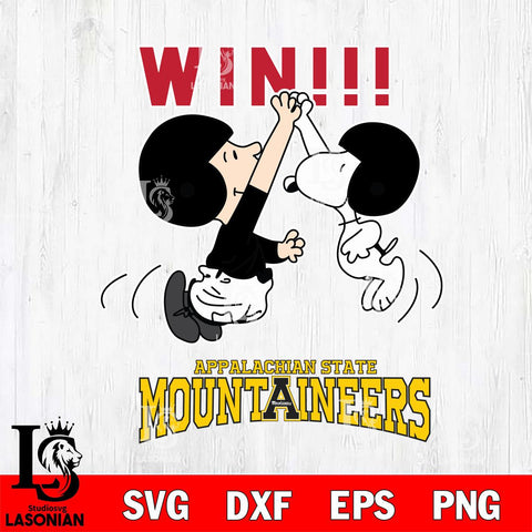 Appalachian State Mountaineers Charlie Brown and Snoopy Win Svg Eps Dxf Png File, NCAA svg , Digital Download , Instant Download, Cricut File