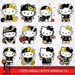 Appalachian State Mountaineers Cute Hello Kitty Bundle 12 SVG Eps Dxf Png File, NCAA Bundle svg, Digital Download, Instant Download