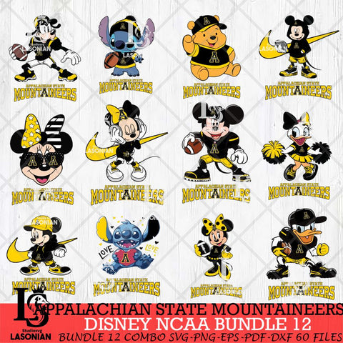 Appalachian State Mountaineers Disney NCAA Bundle Svg PNG 12 Svg Eps Dxf Png File, Digital Download