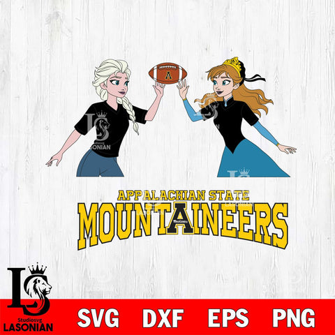 Appalachian State Mountaineers Elsa & Anna Football Cricut,Christmas SVG DXF EPS PNG FILE, NCAA Digital Download,Instant Download, Silhouette
