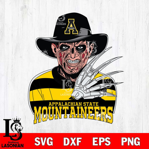 Appalachian State Mountaineers Freddy Krueger Horror Halloween Svg Eps Dxf Png File, NCAA svg, Digital Download, Instant Download