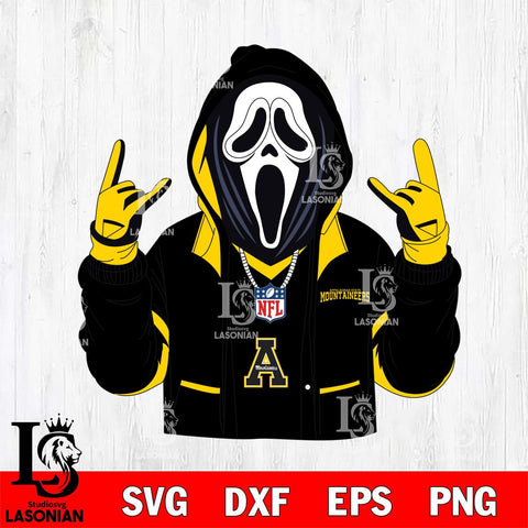 Appalachian State Mountaineers Ghostface Scream Football Halloween Svg Eps Dxf Png File, NCAA svg, Digital Download, Instant Download