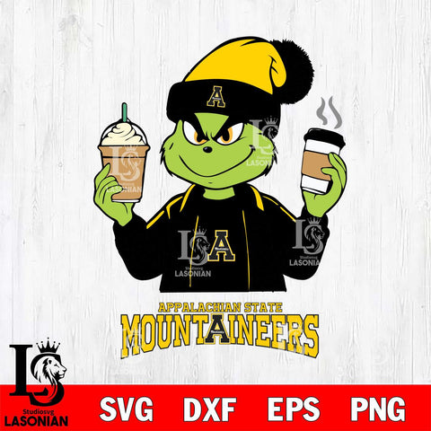 Appalachian State Mountaineers Grinch 2 coffee Svg Eps Dxf Png File, Digital Download, Instant Download