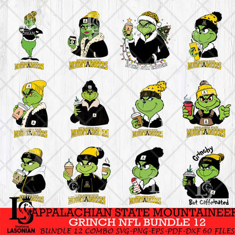 Appalachian State Mountaineers Grinch NCAA Bundle 12 SVG Eps Dxf Png File, Digital Download, Instant Download