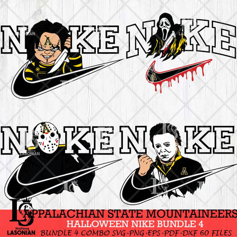 Appalachian State Mountaineers Halloween Nike NCAA Bundle 4 Svg Eps Dxf Png File, Digital Download, Instant Download