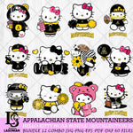 Appalachian State Mountaineers Hello Kitty Bundle 12 SVG Svg Eps Dxf Png File, Digital Download, Instant Download