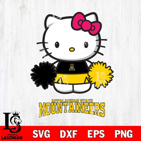 Appalachian State Mountaineers Hello Kitty Cheerleader 2 Svg Eps Dxf Png File, Digital Download, Instant Download