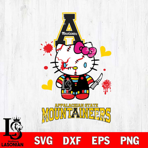 Appalachian State Mountaineers Hello Kitty Horror 2 Svg Eps Dxf Png File, Digital Download