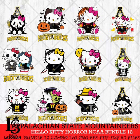 Appalachian State Mountaineers Hello Kitty Horror NCAA Bundle 12 SVG Svg Eps Dxf Png File, Digital Download