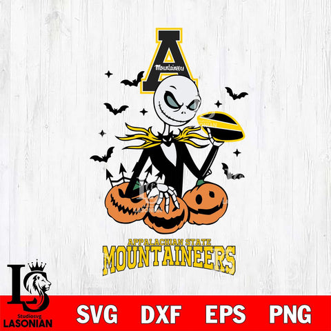 Appalachian State Mountaineers Jack Skellington 2 halloween Svg Eps Dxf Png File, NCAA svg, Digital Download, Instant Download