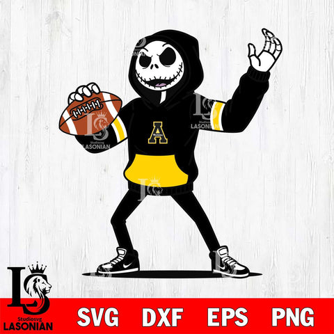 Appalachian State Mountaineers Jack Skellington Football Christmas File Cut, NCAA SVG DXF EPS PNG FILE, Digital Download , Criucut , Silhouette