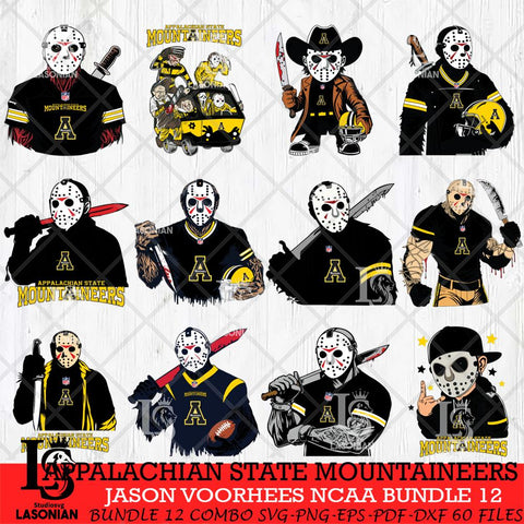 Appalachian State Mountaineers Jason Voorhees Horror Bundle 12 SVG Eps Dxf Png File, bundle NCAA svg, Digital Download, Instant Download