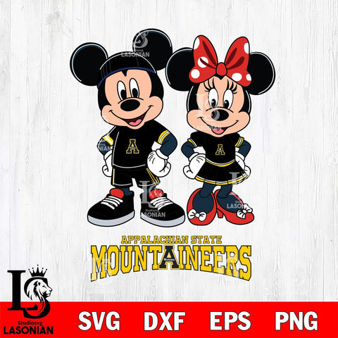 Appalachian State Mountaineers Mickey And Minnie Rugby Svg Eps Dxf Png File, NCAA svg , Digital Download , Instant Download, Cricut File