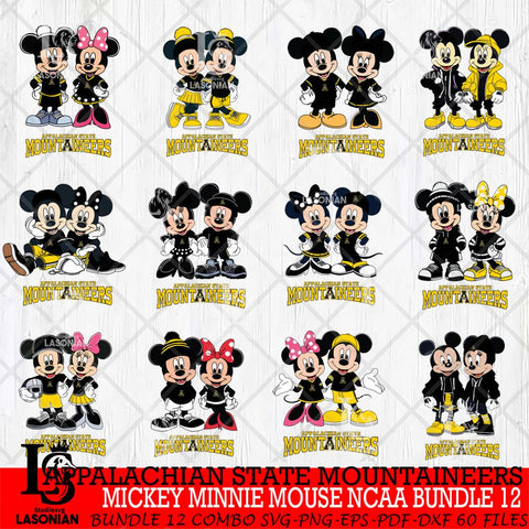 Appalachian State Mountaineers Mickey Minnie Mouse NCAA Bundle 12 Svg Eps Dxf Png File, Bundle NCAA svg , File Cut , Digital Download , Instant Download, Cut Svg Files