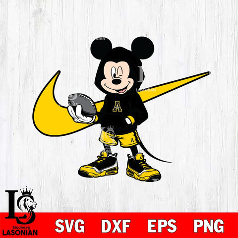 Appalachian State Mountaineers Mickey Wearing Hoodie Sport Svg Eps Dxf Png File, NCAA svg, Digital Download, Instant Download