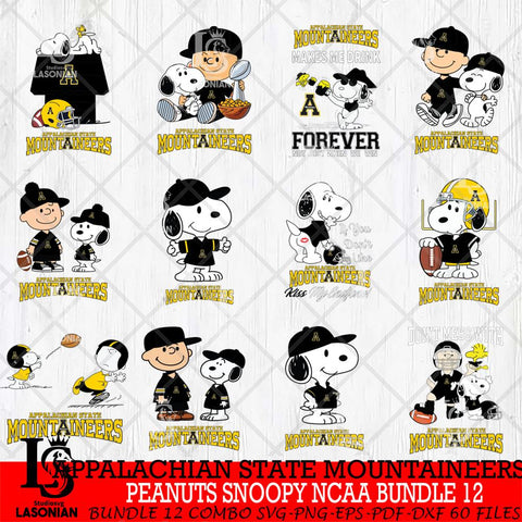 Appalachian State Mountaineers Peanuts Snoopy Player NCAA Bundle 12 SVG DXF EPS PNG FILE,Snoopy File Cut, bundle NCAA Digital Download,Instant Download, Silhouette