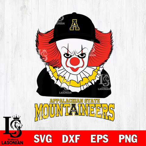 Appalachian State Mountaineers Pennywise Horror Sport 10 Svg Eps Dxf Png File, Digital Download