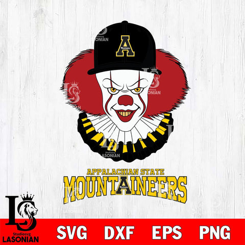 Appalachian State Mountaineers Pennywise Horror Sport 4 Svg Eps Dxf Png File, Digital Download
