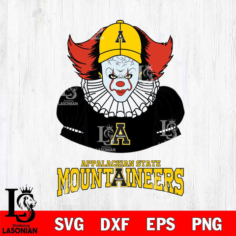 Appalachian State Mountaineers Pennywise Horror Sport 7 Svg Eps Dxf Png File, Digital Download