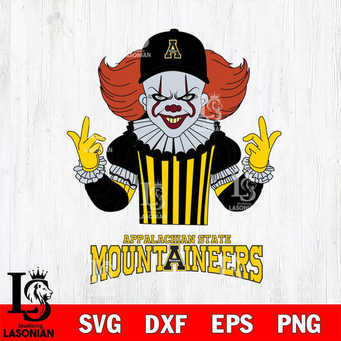 Appalachian State Mountaineers Pennywise Horror Sport 8 Svg Eps Dxf Png File, Digital Download