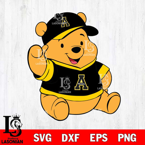Appalachian State Mountaineers Pooh Bear Svg Eps Dxf Png File, NCAA svg, Digital Download, Instant Download