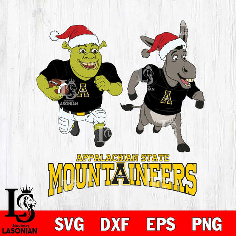Appalachian State Mountaineers Shrek and Donkey Football Cricut,Christmas SVG DXF EPS PNG FILE, NCAA Digital Download,Instant Download, Silhouette
