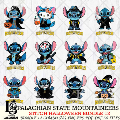 Appalachian State Mountaineers Stitch Horror Bundle 12 SVG Svg Eps Dxf Png File, NCAA svg, Digital Download, Instant Download