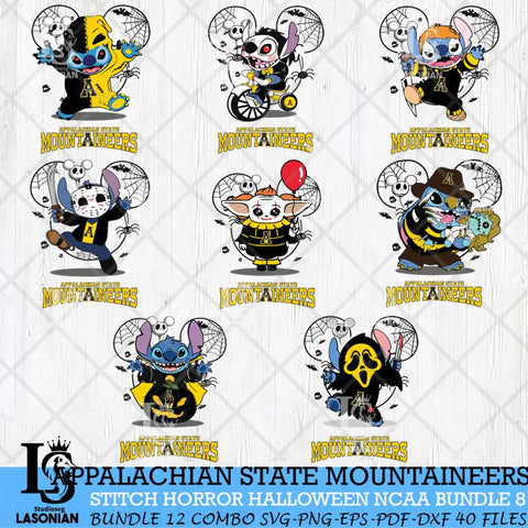 Appalachian State Mountaineers Stitch Horror Halloween Bundle NCAA Svg Eps Dxf Png File, Digital Download, Instant Download