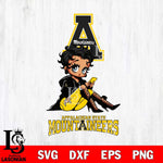Appalachian State Mountaineers Style Black Fan Girl Betty Boop, Svg Eps Dxf Png File, Digital Download