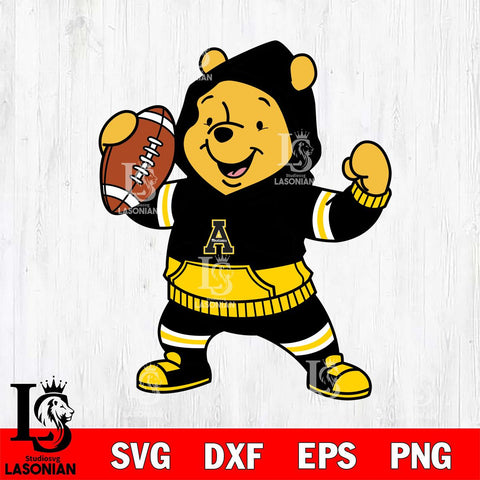 Appalachian State Mountaineers Winnie The Pooh Disney Football Christmas File Cut, NCAA SVG DXF EPS PNG FILE, Digital Download , Criucut , Silhouette