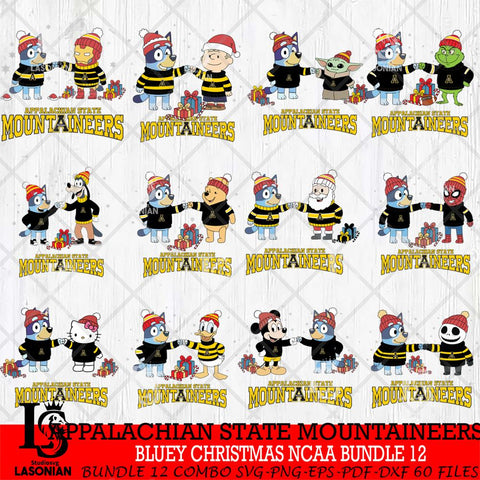 Appalachian State Mountaineers  Bluey friends christmas NCAA Bundle File Cut,Bundle NCAA SVG DXF EPS PNG FILE, Digital Download,Instant Download, Silhouette