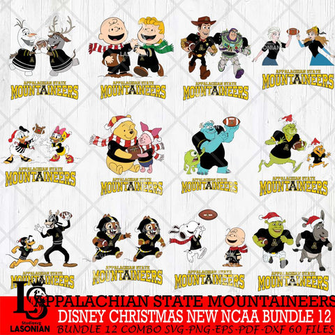Appalachian State Mountaineers  Disney Christmas New NCAA Bundle 12 Cricut,Christmas SVG DXF EPS PNG FILE, BUNDLE NCAA Digital Download,Instant Download, Silhouette