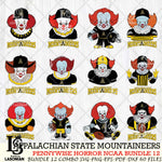Appalachian State Mountaineers  Pennywise Horror NCAA Bundle 12 SVG Svg Eps Dxf Png File, Digital Download
