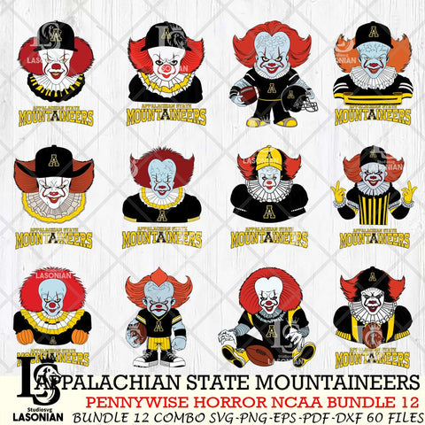 Appalachian State Mountaineers  Pennywise Horror NCAA Bundle 12 SVG Svg Eps Dxf Png File, Digital Download