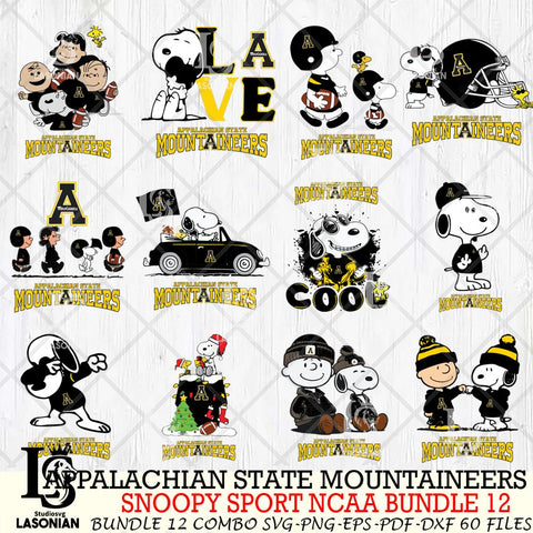Appalachian State Mountaineers  Snoopy NCAA Bundle 12 SVG Svg Eps Dxf Png File, Digital Download