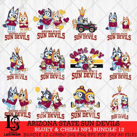 Arizona State Sun Devils Bluey & Bingo Bundle 12 SVG Svg Eps Dxf Png File, Bundle NCAA svg, Digital Download, Instant Download