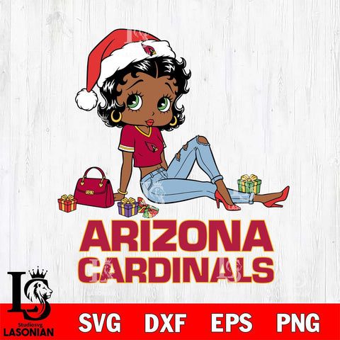 Arizona Cardinals Betty Boop Christmas Packing File Cut, NFL SVG DXF EPS PNG PDF File, Digital Download , Criucut , Silhouette