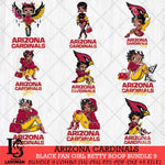 Arizona Cardinals Black Fan Girl Betty Boop Bundle 9 Svg Eps Dxf Png File, Digital Download, Instant Download