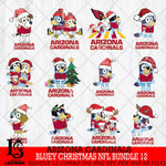 Arizona Cardinals Bluey Christmas NFL Bundle 12 Svg Eps Dxf Png File,Cut Svg Files, Digital File, Sublimation