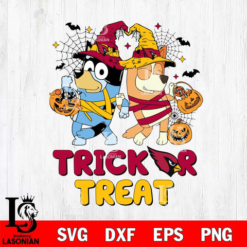 Arizona Cardinals Bluey Trick or Treat Halloween 2 Svg Eps Dxf Png File, Digital Download, Instant Download