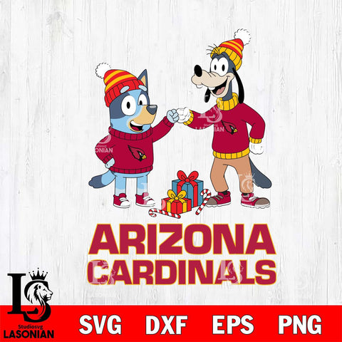 Arizona Cardinals Bluey With Goofy Christmas Cricut,Christmas SVG DXF EPS PNG FILE, Digital Download,Instant Download, Silhouette