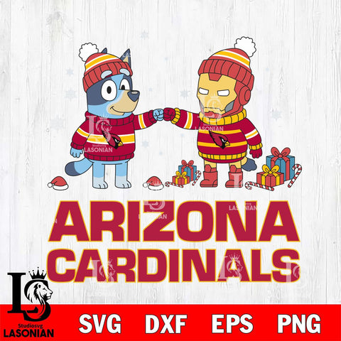 Arizona Cardinals Bluey With Iron man Christmas Cricut,Christmas SVG DXF EPS PNG FILE, Digital Download,Instant Download, Silhouette