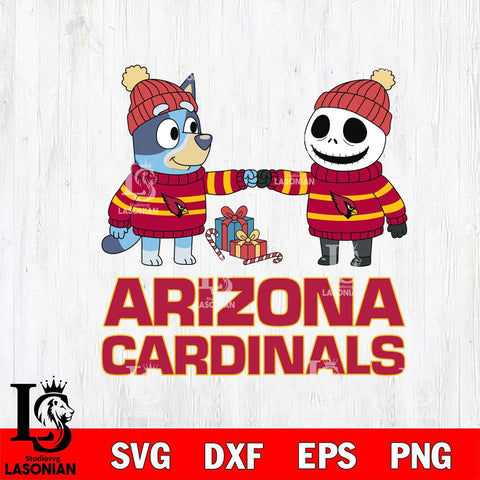Arizona Cardinals Bluey With Jack Skellington Christmas Cricut,Christmas SVG DXF EPS PNG FILE, Digital Download,Instant Download, Silhouette