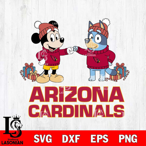 Arizona Cardinals Bluey With Mickey Christmas Cricut,Christmas SVG DXF EPS PNG FILE, Digital Download,Instant Download, Silhouette