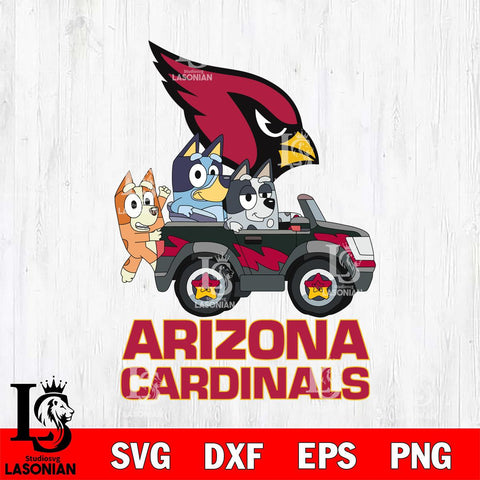 Arizona Cardinals Bluey friends car Svg Eps Dxf Png File, Digital Download, Instant Download