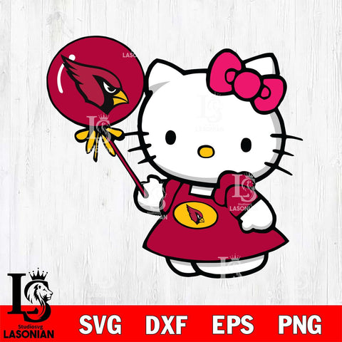 Arizona Cardinals Cute Hello Kitty 2 Svg Eps Dxf Png File, Digital Download, Instant Download
