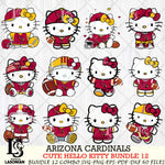 Arizona Cardinals Cute Hello Kitty NFL Bundle 12 SVG Svg Eps Dxf Png File, NFL svg, Digital Download, Instant Download